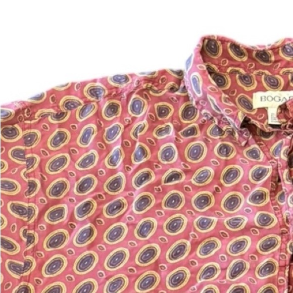 Bogari Other - Bogari 100% Silk Long Sleeve Button Down Shirt‎ Men's Large Red Geometric Preppy